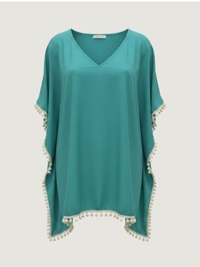 Adreamly Teal Kaftan Tunic Swim Cover Up One Size
